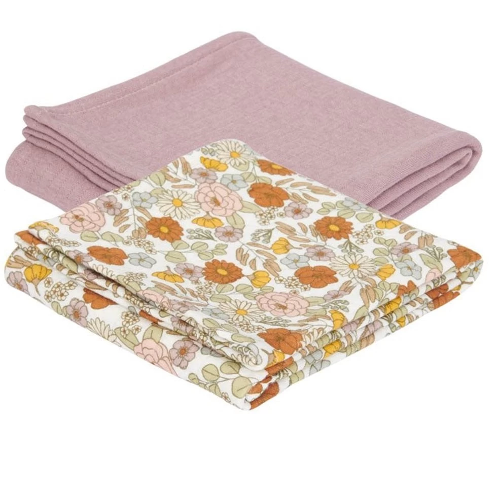 Little Dutch Swaddles 70 X 70 Vintage Little Flowers/Pure Mauve 3 Little Dutch Swaddles 70 X 70 Vintage Little Flowers/Pure Mauve