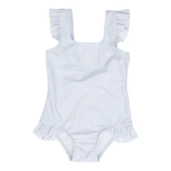 Little Dutch Bathsuit Ruffles Daisies Blue