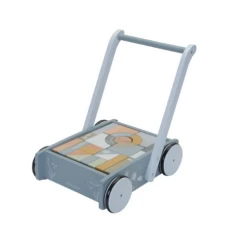 Little Dutch Wooden Baby Walker With Blocks - Ocean Blue