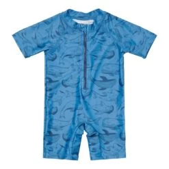 Little Dutch Swimsuit Short Sleeves Sea Life Blue