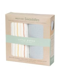Little Dutch Swaddles 70 X 70 Sunny Stripes/Pure Soft Blue -Little Dutch Sale Shop muselinas vintage sunny puro azul